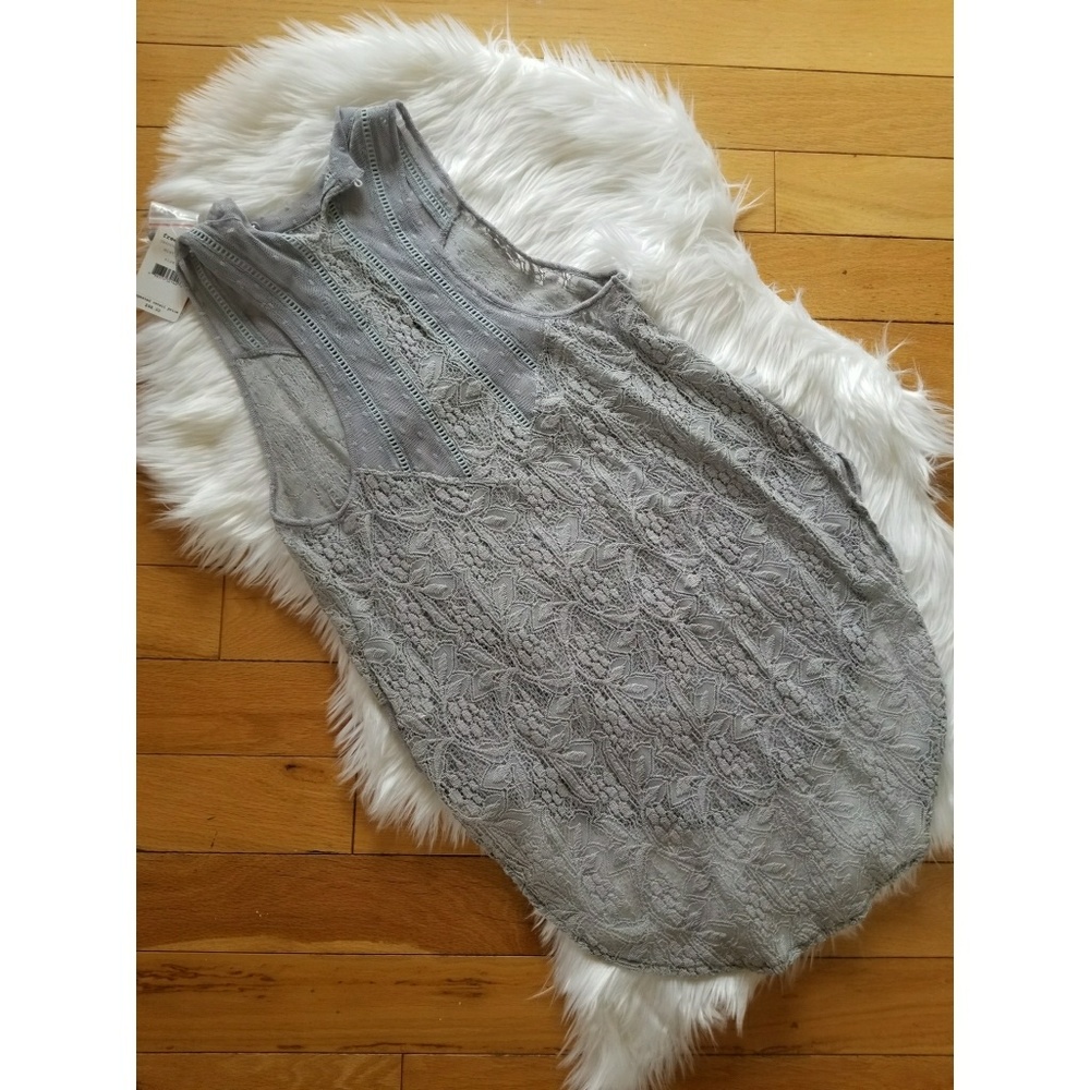 ✨Free People blue sheer lace flowy tunic tank - Picture 6 of 7